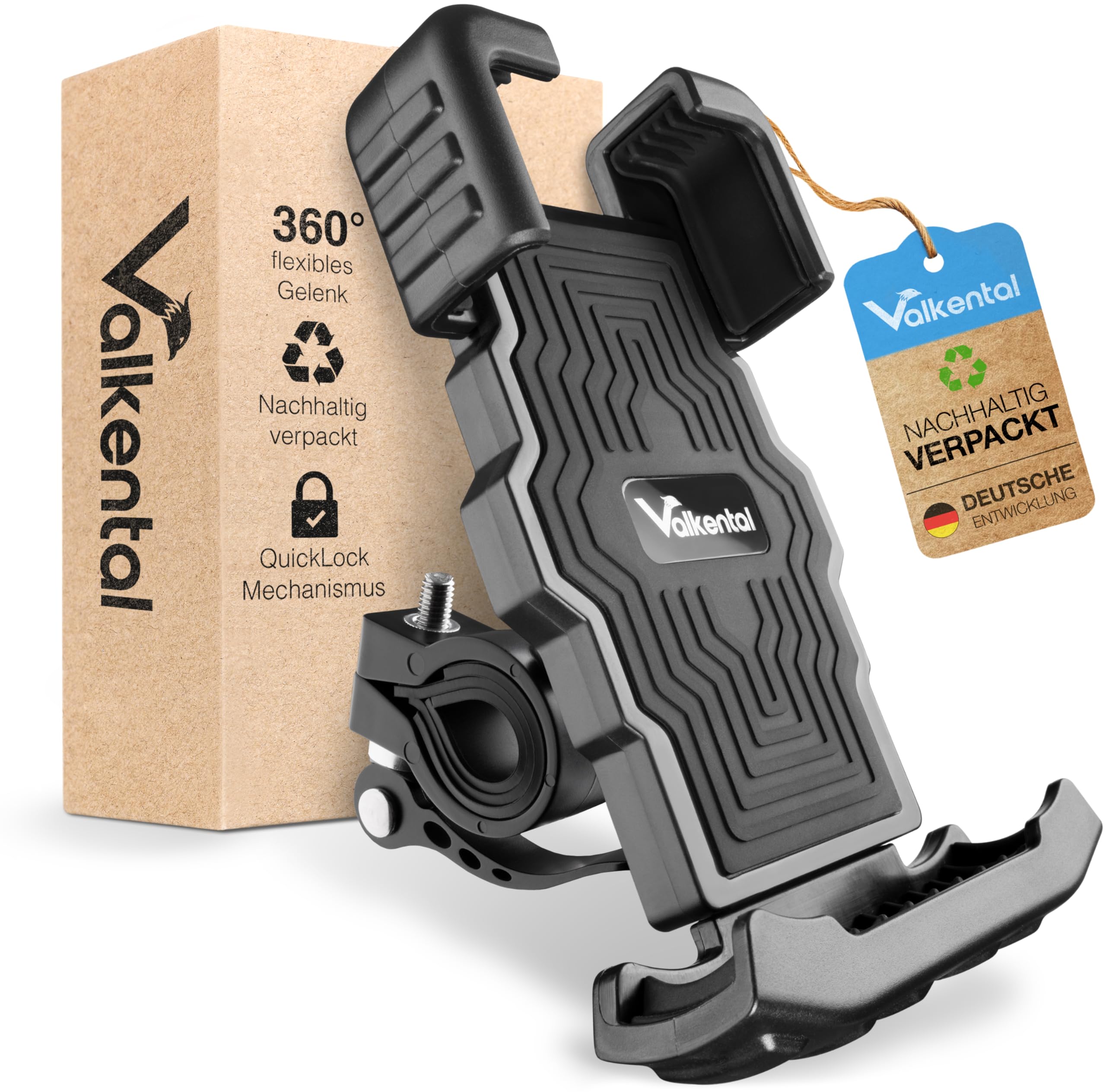 Valkental PhoneFix - Bicycle Mobile Phone Holder (Black)