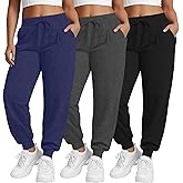 Evervibe 3 Pack Women's Plus Size Yoga Joggers Pants, Casual Drawstring Workout Lounge Pants Active Sweatpants with Pockets