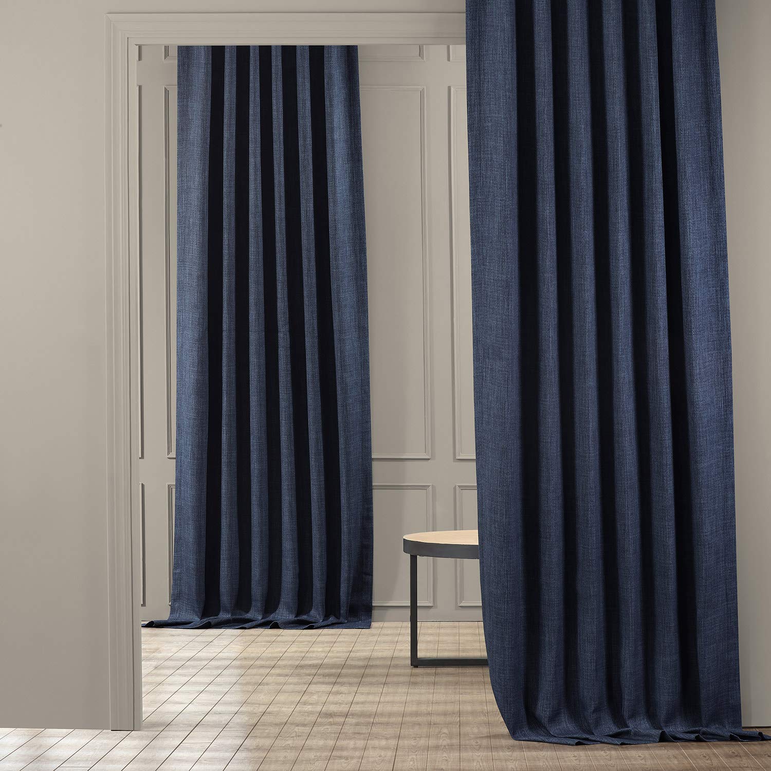 - Faux Linen Curtains for Living Room (1 Panel) - 50W X 96L - Textured Room Darkening Curtains for Bedroom 96 Inches Long - Drapes for Home Decor, Indigo