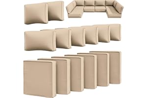 Snubbull 14 Pcs Outdoor Cushion Slipcovers Outdoor Patio Cushion Covers Replacement Waterproof with Zipper for Outdoor Furnit
