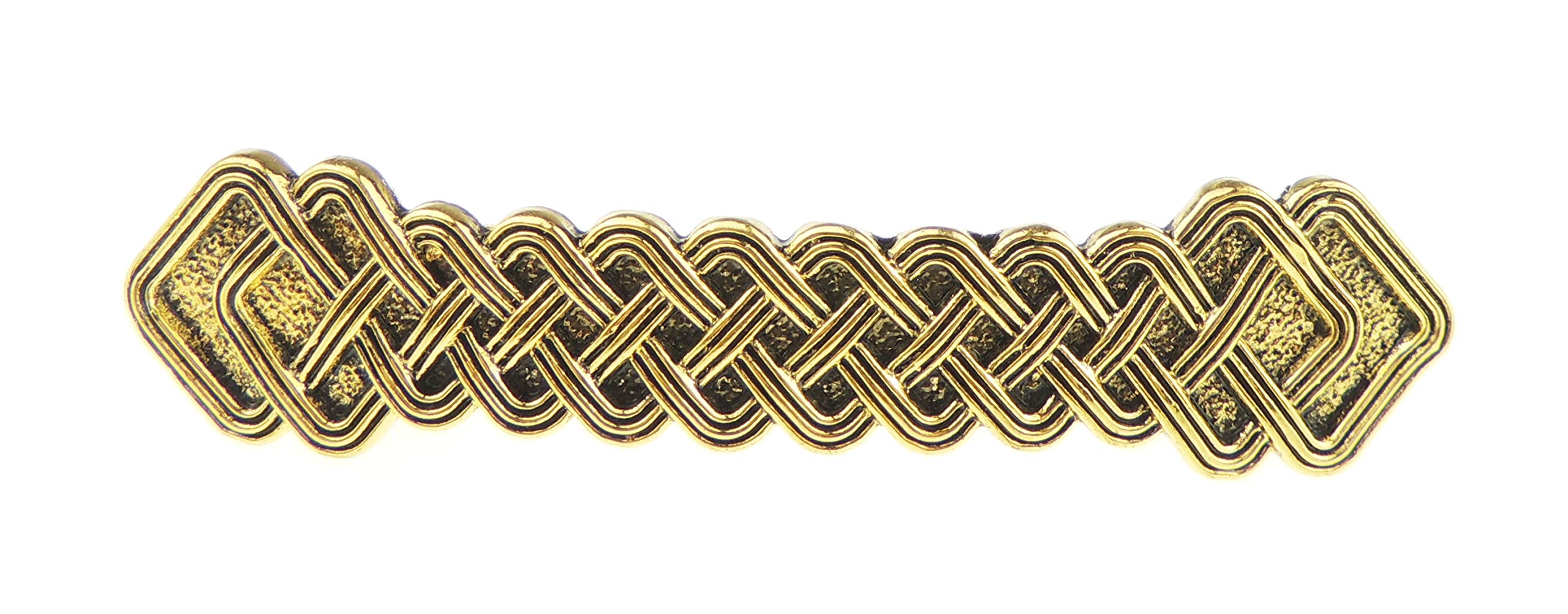 Vintage Look Womens Girls Wedding Bridal Party Evening Ponytail Fine Hair Accessories Occasion Barrette Hairpin Grip French Metal Spring Clip Viking Nordic Celtic Knot Swirls Basket Weave Gold Tone