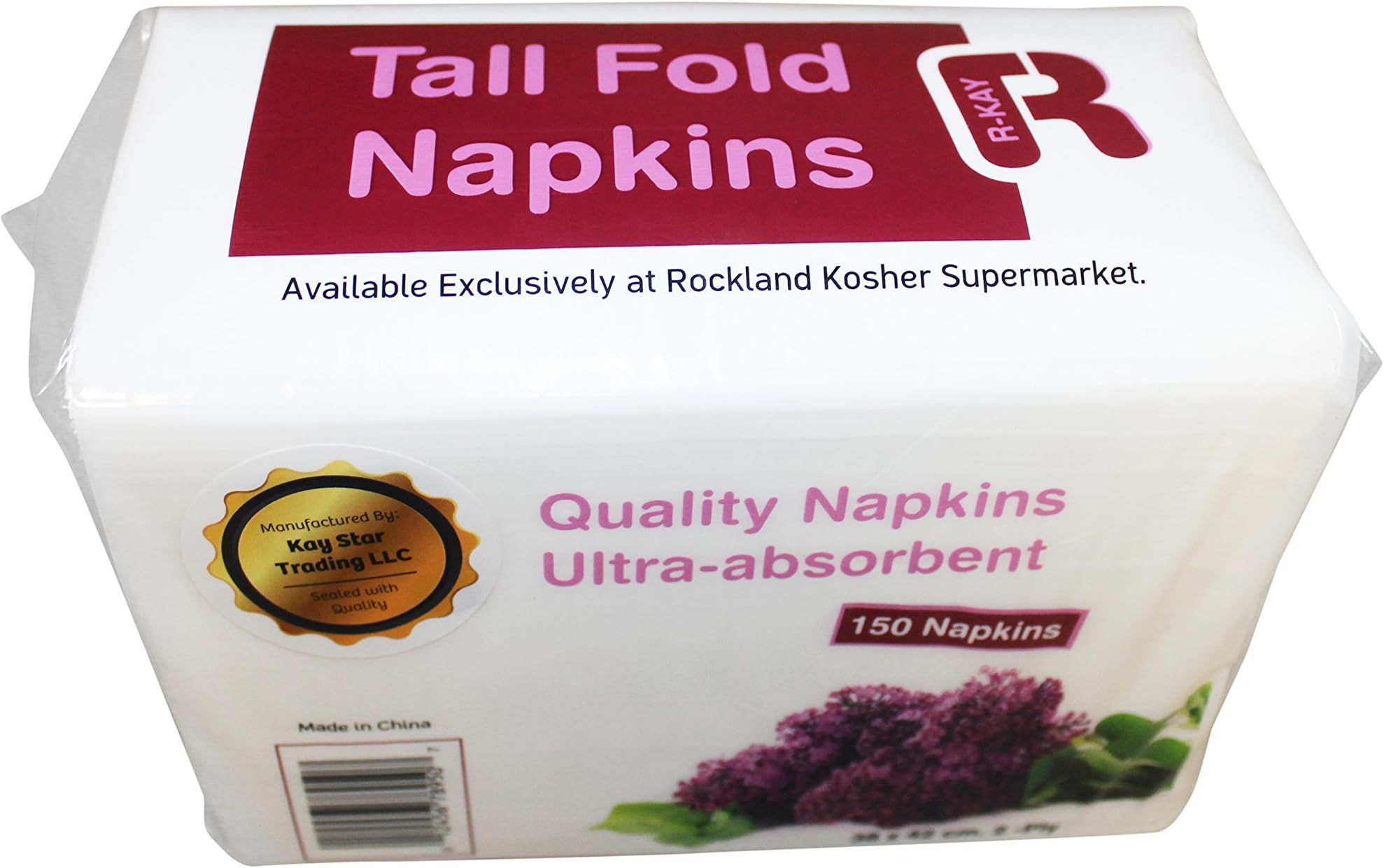 Disposable Tall Fold Napkins - 150 Count - Extra Thick 2 Ply Tri Fold Paper Towel Dinner Serviettes - By Kay Star