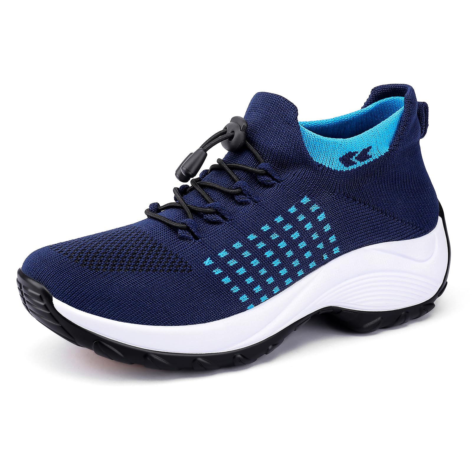 Photo 1 of Lookyno Comfortable Breathable Women Walking Shoes Slip on Trainers Women's Orthopedic Casual Ladies Shoe Thick Bottom Blue