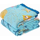 KMBFWU Blue Boho Blanket, 60"x80" Soft Farmhouse Decorative Throw Blanket, 100% Cotton Reversible Vintage Muslin Quilt Bohemian Decor Woven Blanket All Season Blankets for Sofa Couch Chair