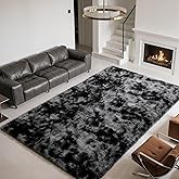 Zentavio Black and Grey Area Rugs for Living Room Large Men Room Carpet 6x9 Bedroom Fluffy Furry Shag Aesthetic Plush High Pile Floor Rug for Kids Room Dorm Home Decor Gray