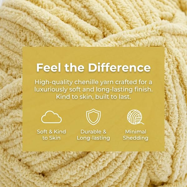 BATELO SUPER BULKY YARN FOR CROCHETING, 4 LARGE SKEIN(EACH 10.5OZ/300G, 220YDS/201M) FOR BABY BLANKET/AMIGURUMI/HOME DECOR(PASTEL YELLOW)