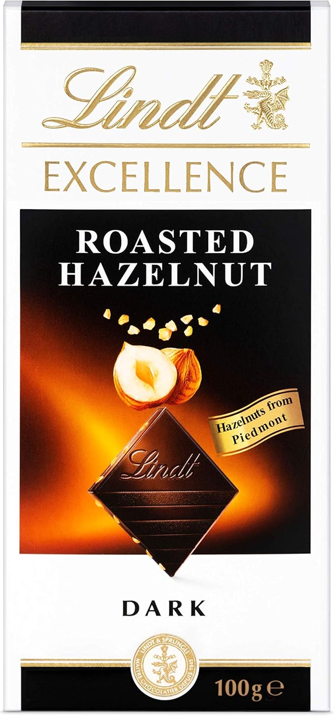 Lindt Excellence Dark Roasted Hazelnut Chocolate Bar, 100 g Amazon.co