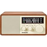 Sangean WR-16 AM/FM/Bluetooth Wooden Cabinet Radio with USB Phone Charging Walnut