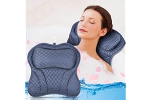 ULTRGEE Bathtub Pillow - 4D Air Mesh, Bath Pillow for Tub Head, Neck and Back Support, Fast Drying Bath Cushion, Bath Accesso