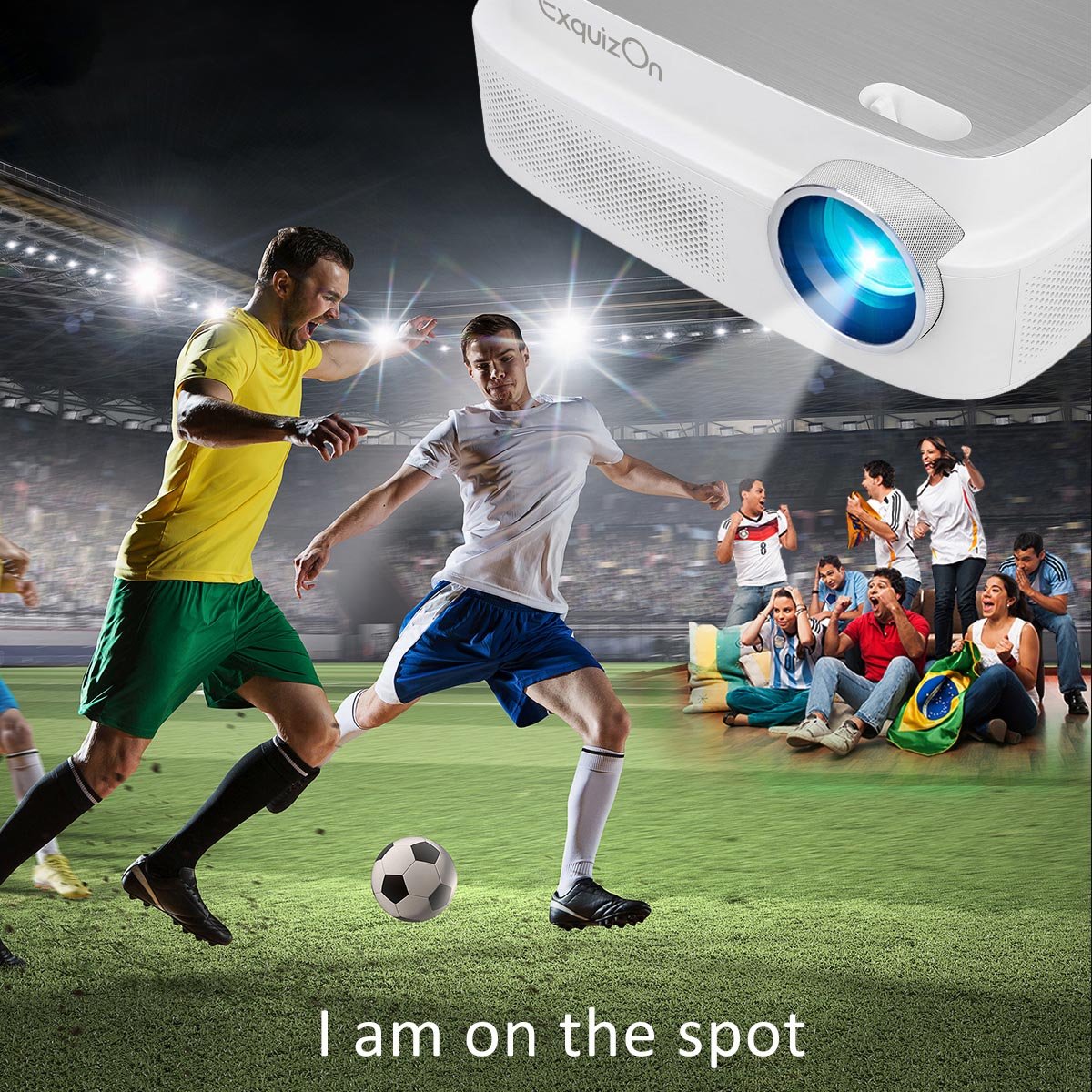 ExquizOn (2018 New Model for Sport Watching) Projector +94% Brighter X3.5 Clearer Utral HD projector 3500 Lumens 1280 x 800 Support 1080P with HDMI USB AV Interfaces for Home Cinema Game Movie (Q7)