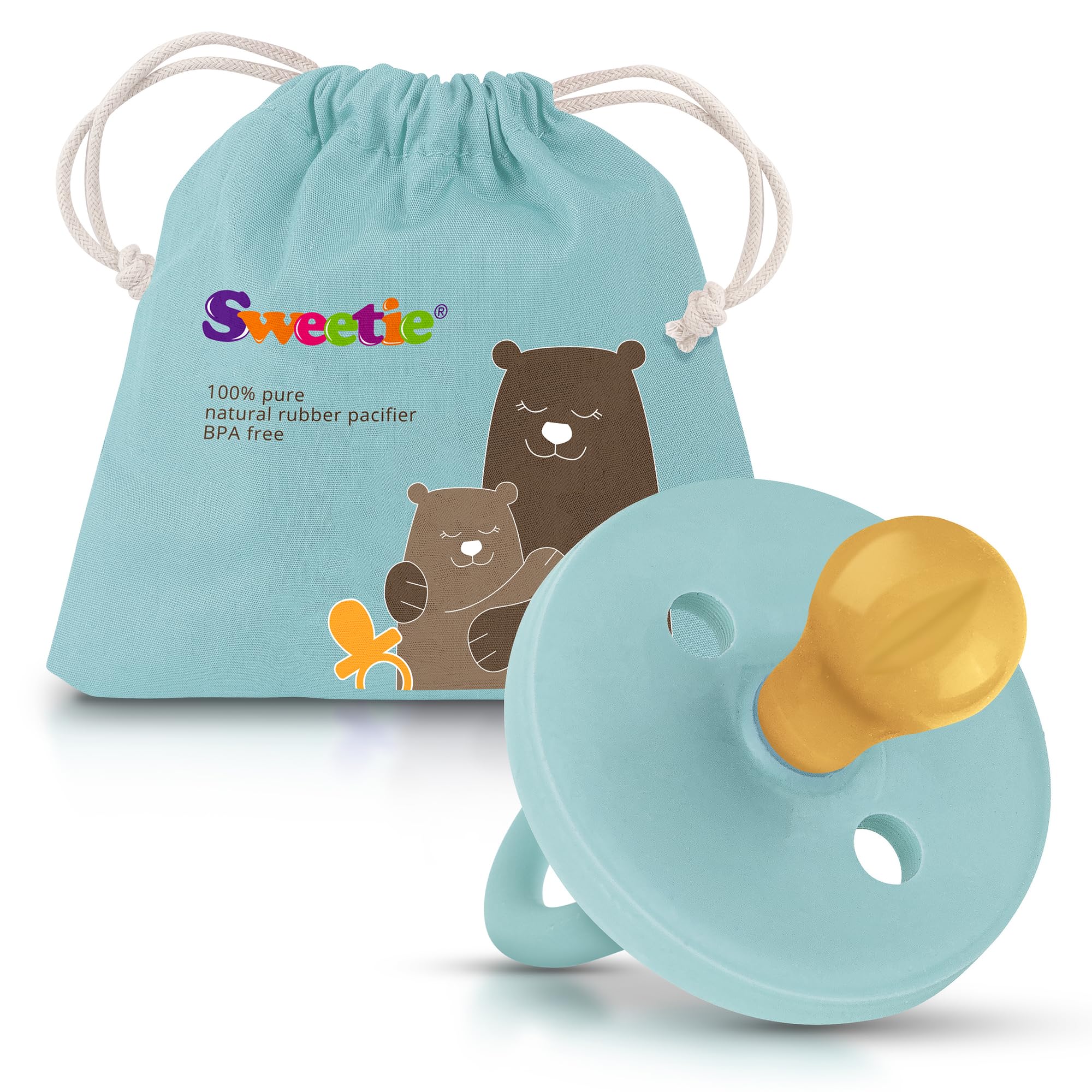 SWEETIE Natural Rubber Pacifier (6-12 Month, Turquoise)