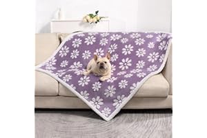 Yaning Waterproof Blanket for Dog Cat or Adult, Cute 3D Textured Flower Dog Blanket for Bed Couch Sofa, Soft Liquid Pee Proof Pet Furniture Protector, 50"x60", Purple