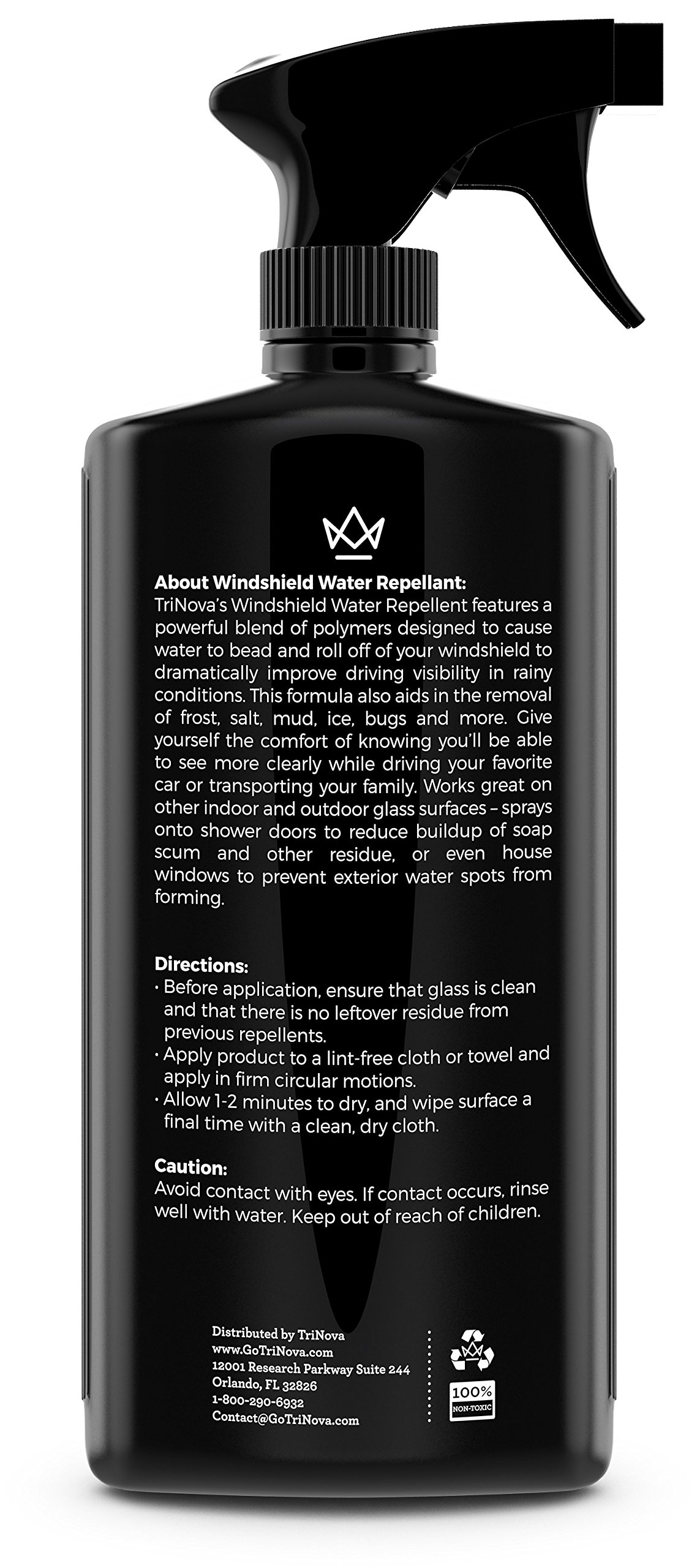 TriNova Windshield Rain Repellent Glass Treatment Causes Water to