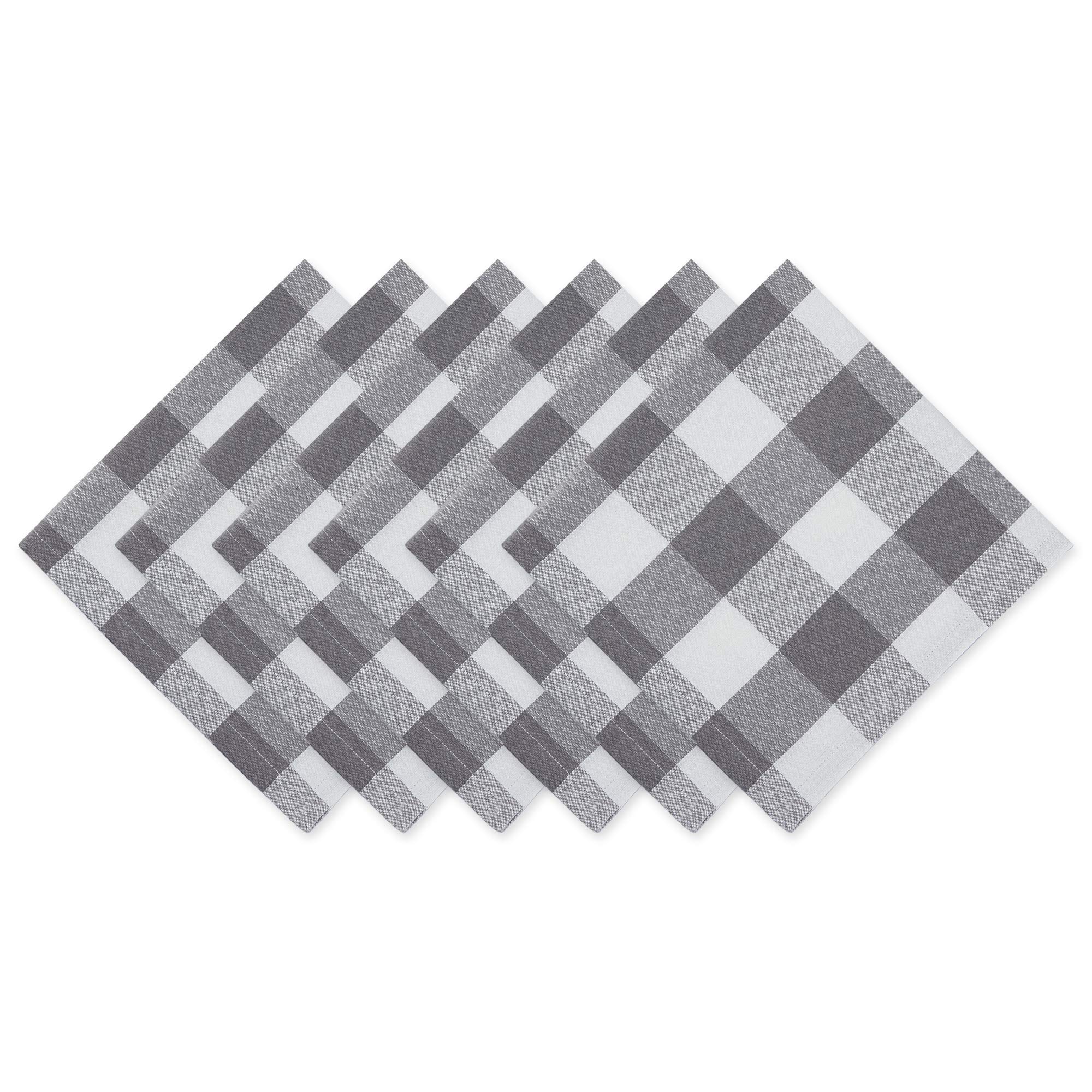 DII Buffalo Check Collection, Classic Farmhouse Tabletop Set, Napkin Set, 20x20, Gray & White, 6 Piece