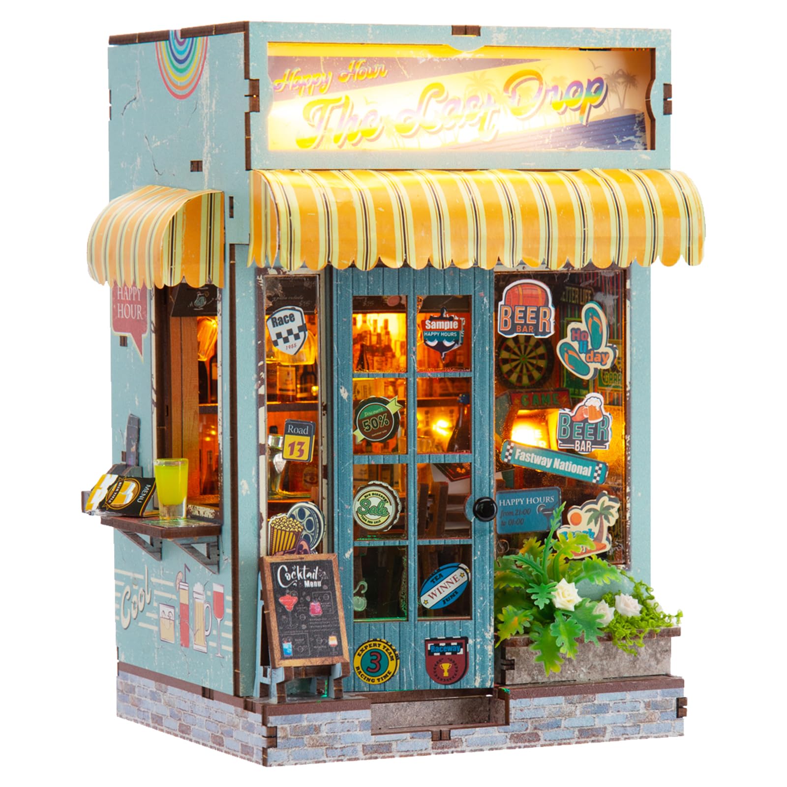 Book Nook，Sagiterra Dollhouse Kit，DIY Miniature Kit for Adults and Teens，3D Wooden Book Shelf Decoration for Family and Friends，Bookshelf Decor in Halloween/Christmas (Blue)