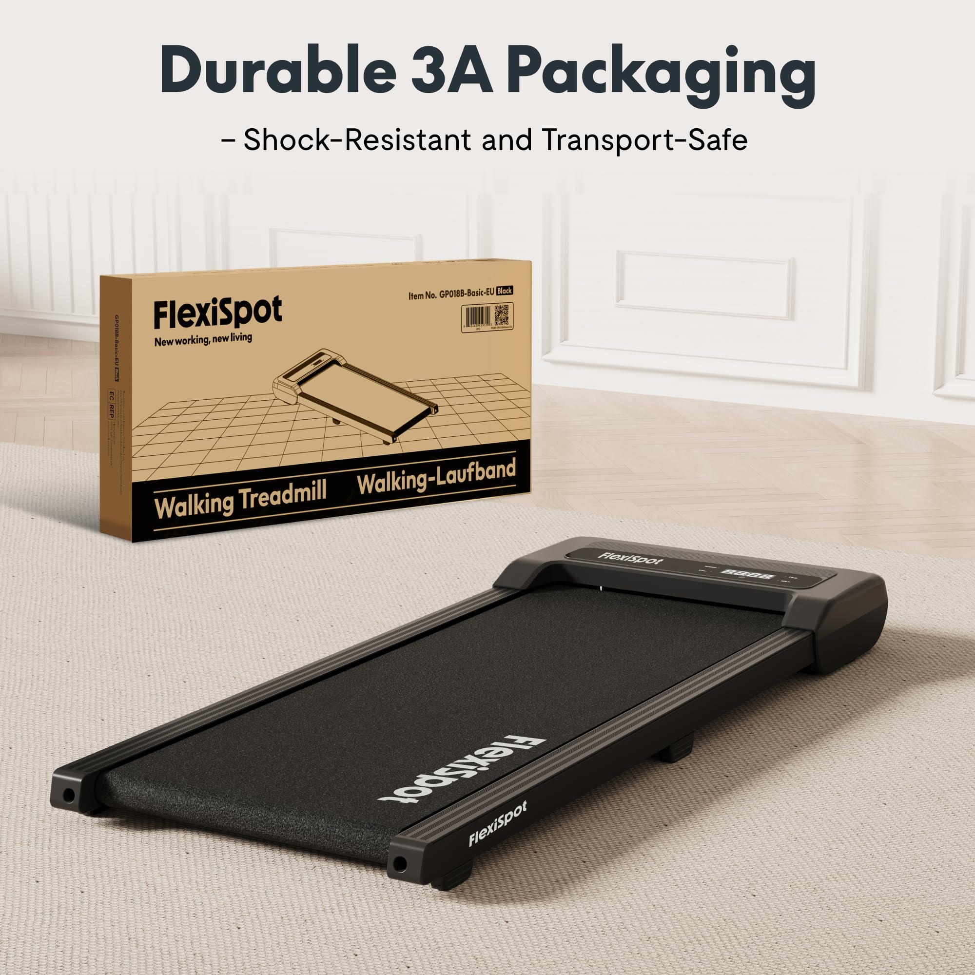 FlexiSpot Laufband Walking Pad für zuhause und Büro bis 120kg, Geräuscharme Laufbänder 1-6km/h, 4 in 1 Tragbares Laufband mit Fernbedienung und LED Display 6