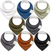 KeaBabies 8pk Organic Baby Bandana Bibs for Drooling and Teething, Basics | 100% Cotton, Soft Absorbent Baby Drool Bibs for Girls, Boys, Triangle Baby Bibs for Newborn, Infant 0-36 Months