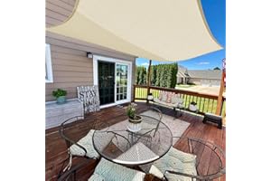 Bynbbur Sun Shade Sail 16'x20' Rectangle Beige Permeable Curved Edge Canopy Heavy Duty Sun Sail for Patio Backyard Party Outdoor Activity Custom Commercial Standard