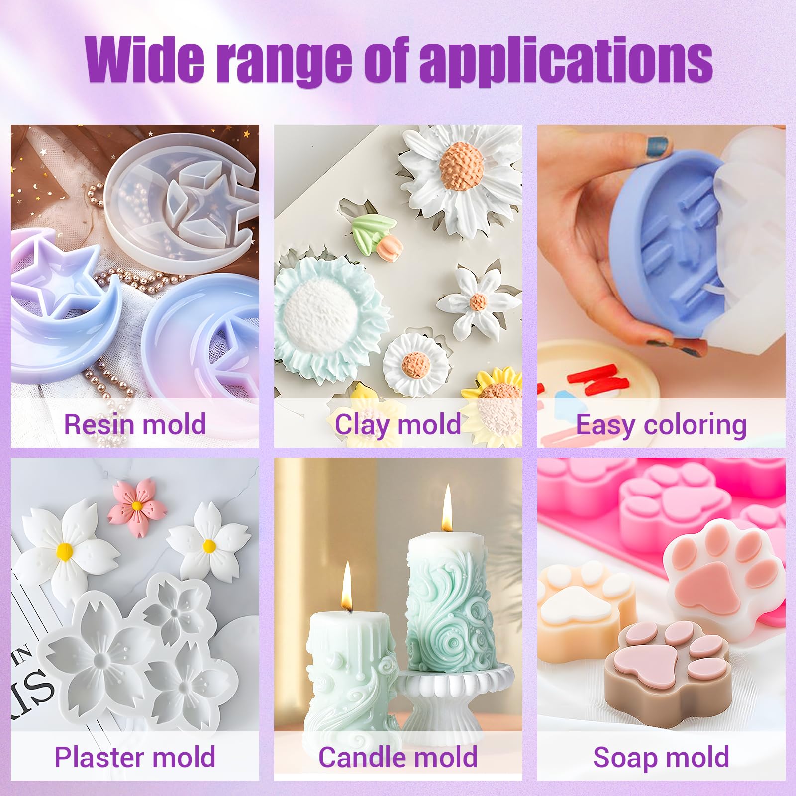 66oz Silicone Mold Making Kit - 1:1 Platinum Silicone Rubber for Casting Resin Molds, Jewelry Molds, Crafts – 15A Medium Hardness, Easy for Beginners & Pros Crafters