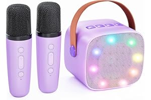 VERKB Karaoke Machine for Kids, Portable Bluetooth Speaker with 2 Wireless Microphone, Karaoke Toys Birthday Gift for Girls Age 4, 5,6,7,8,10+Year Old(Purple)