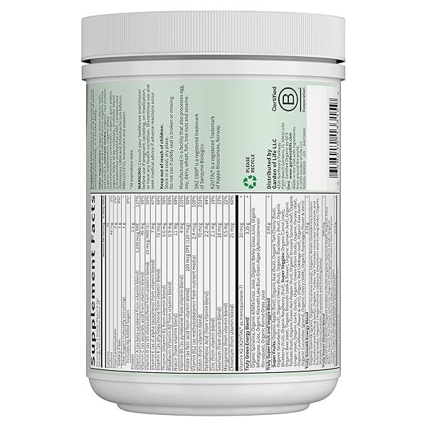 GARDEN OF LIFE SPORT NUTRITION GREENS AND SUPERFOODS POWDER FOR WOMEN AND MEN – UNFLAVORED, ORGANIC BLEND – SPIRULINA, FRUIT, VITAMINS, PRE & PROBIOTICS, MUSHROOMS, ATHLETIC SUPPLEMENTS, 30 SERVINGS