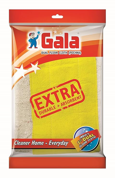 Gala Dual Technology Floor Cloth Set, Pack of 6(White and Yellow)