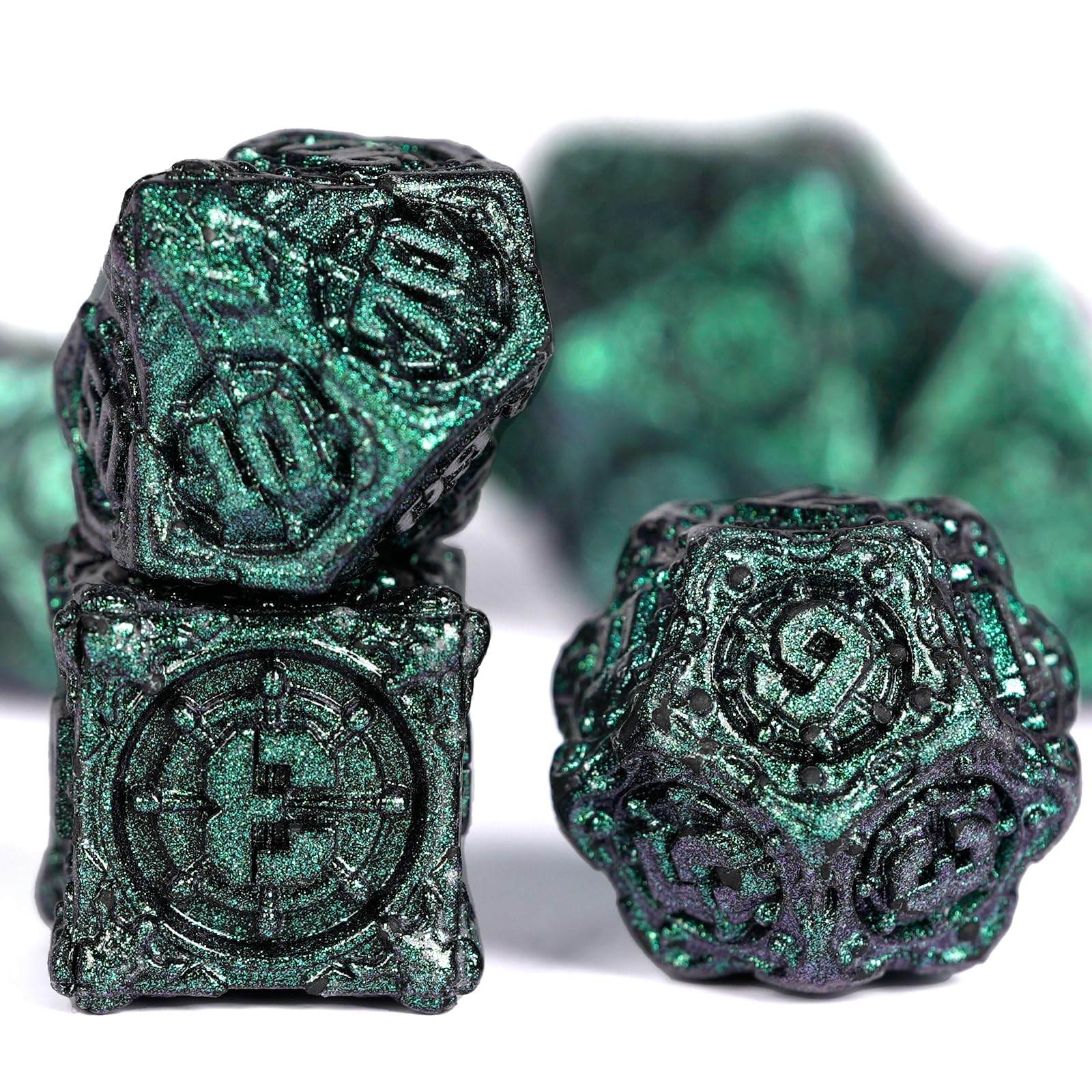 HKDZ Dnd Dice 7Pcs Set, Polyhedral Rpg D&d Role Playing Table Game Dungeons and Dragons Mtg Pathfinder Metal D&d Toys Set — image 1