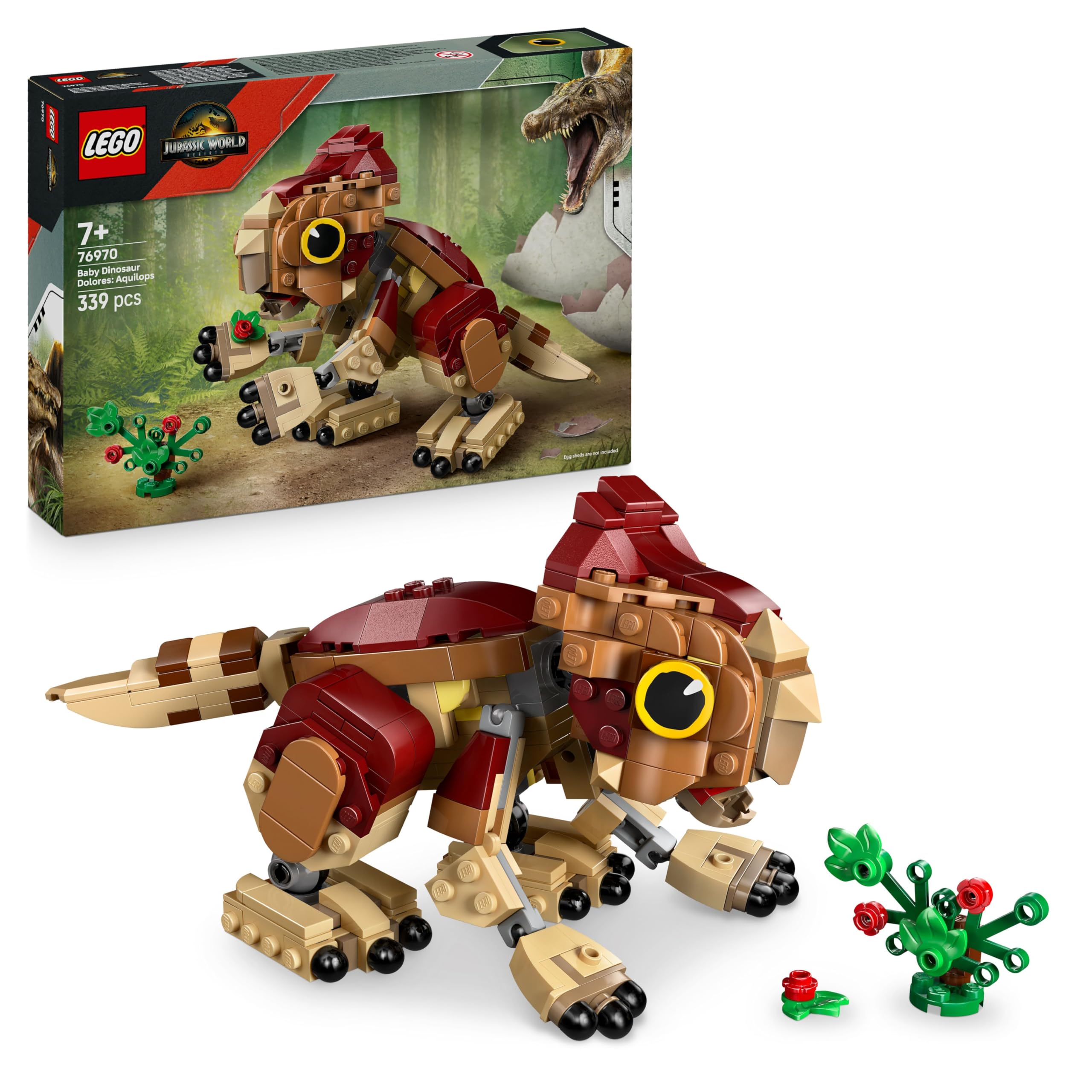 LEGO Jurassic World Babydinosaurier Dolores: Aquilops – Spielzeug-Dinosaurier zum Bauen und Spielen mit Spielpflanze – Geschenk für Kinder ab 7 Jahren und Fans des Films Die Wiedergeburt – 76970