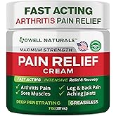 Owell Naturals Deep Penetrating Pain Relief Cream, Maximum Strength Formula for Joints & Muscles, Lower Back, Knees, Hands, Legs, Ankle – Fast Acting Comfort, 7 oz
