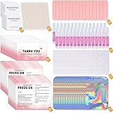 Press On Nail Tool Kit for Nail Business, Nail Prep Application Disposable Kit with Nail File, Nail Glue, Prep Pads, Instruct