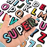 EMORBALS 108Pcs Iron on Letters for Fabric, Letters Patches A-Z, Embroidered Number Patches 0-9, Iron on/Sew on Alphabet Patch for Clothes, Hat, Socks, Jeans