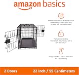 Amazon Basics XS Metal Dog Crate with Tray and Double Doors 56 cm Black view 2