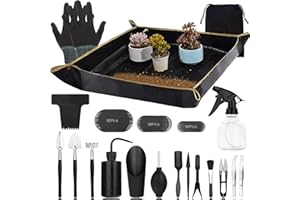 SUMYOUNG Succulent Tools Kit,57 Pcs Mini Garden Tools,Bonsai Tree Kit Plant Accessories Indoor Gardening Hand Tools with Repotting Mat, Succulent Kit for Plant Care,Gardening Gifts for Men & Women