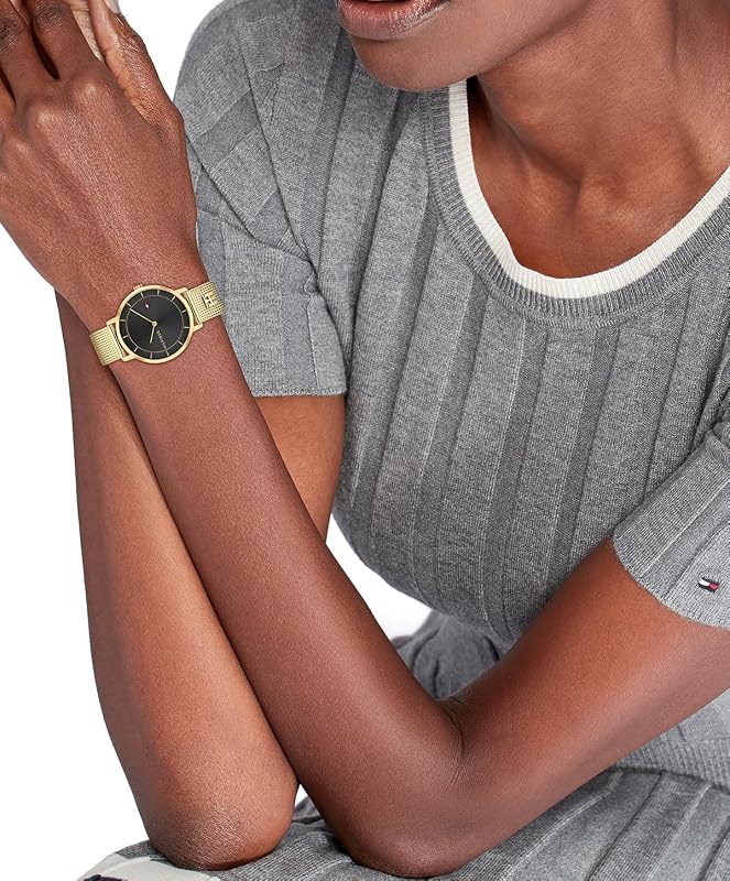 Montre À Mouvement Quartz Deux Aiguilles pour Femme avec Bracelet Milanais en Acier Inoxydable de Couleur Dorée - 1782739