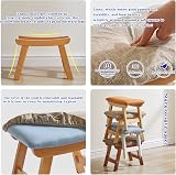Aibiju Wooden Footstool with Removable Cover 4 Beech Legs Beige Cushion view 6
