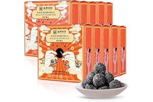 Black Sesame Balls Handmade Snacks with Black Sesame Seeds Non-GMO and Gluten-Free 810g (90 Balls 10 Boxes)