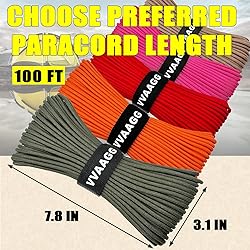 VVAAGG 1000lb Black Paracord Rope 100FT Nylon Heavy