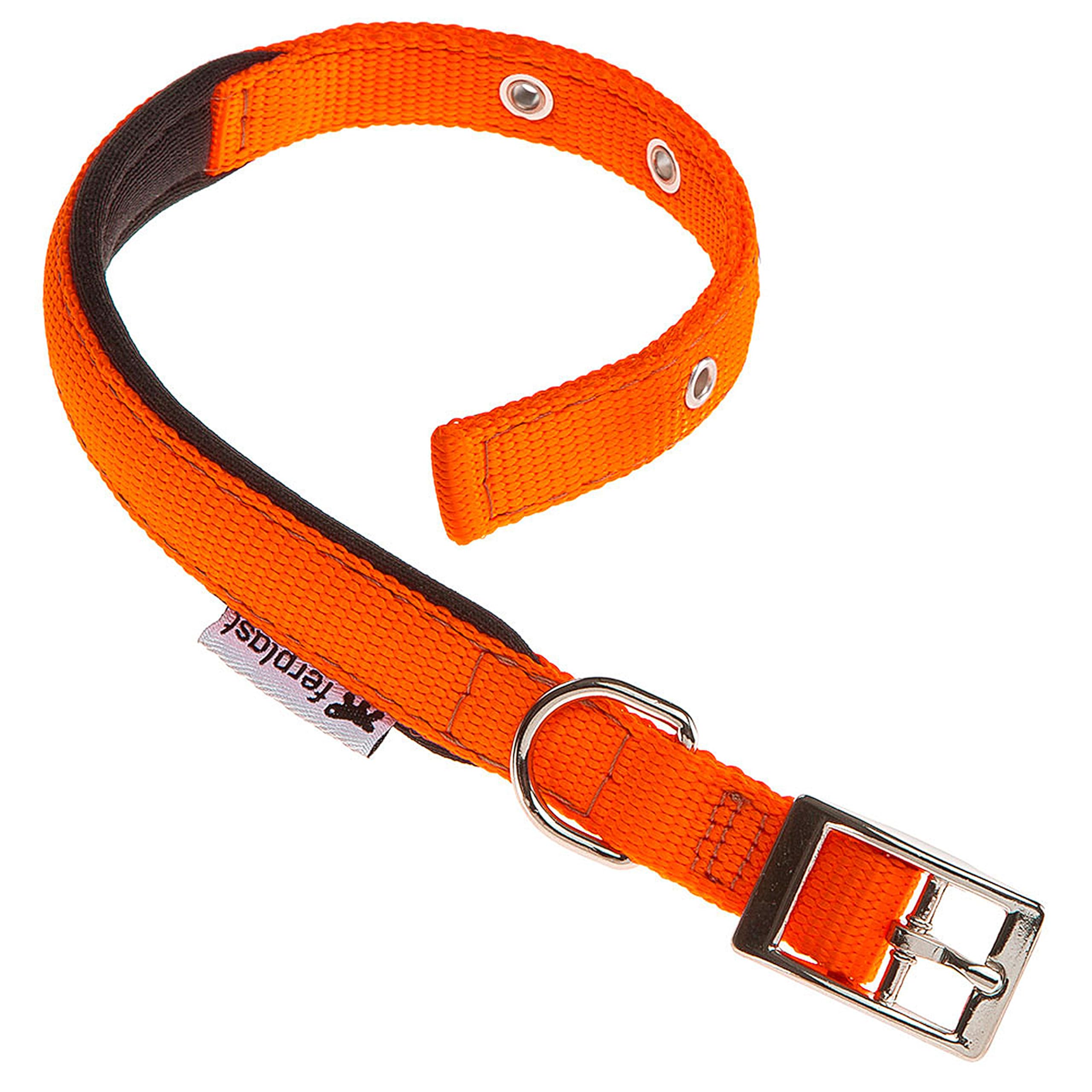 Ferplast Small Dog Collar Adjustable Padded Nylon Dog Collar Metal Buckle, Neck Size 23-31 cm, Orange — image 1