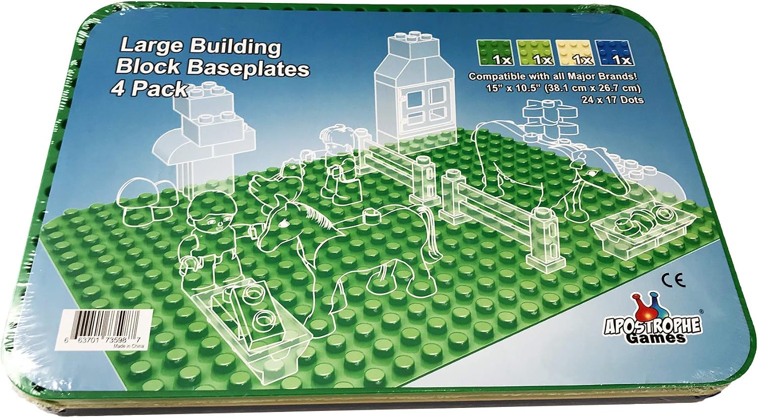 APOSTROPHE Games Building Block Base Plates for Large Blocks 38.1 cm x 26.7 cm Assorted Colors - Image 3