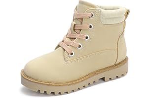 MIXIN Girls Boys Combat Hiking Snow Boots Waterproof Non-Slip Fashion Work Ankle Boots with Lace Up Side Zipper for Little Big Kids