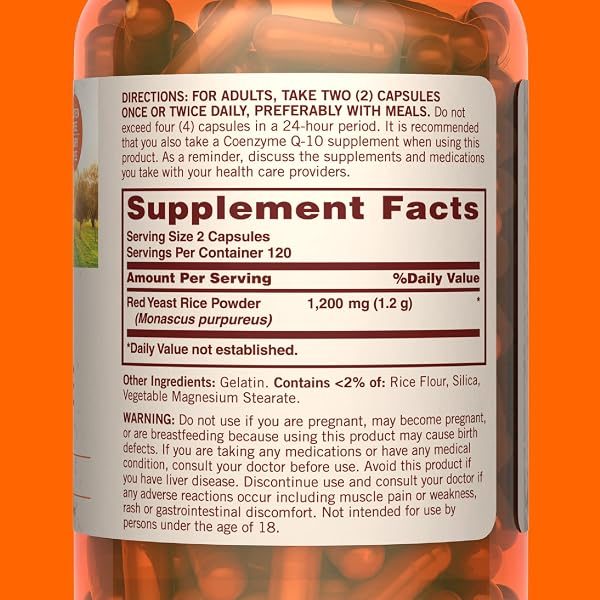 SUNDOWN NATURALS RED YEAST RICE 1200 MG CAPSULES – 240 EA (3-PACK)