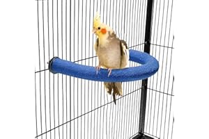 FrgKbTm U Shape Parrot Perch Stand Toy Bird Platform Sand Paw Grinding Clean Stick Exercise Conure Budgie Cockatiel Cage Accessories (Small-Blue)