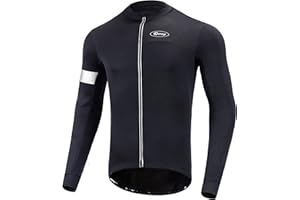 Dooy Men's Cycling Bike Jersey Thermal Biking Shirt Long Sleeve Bicycle Shirts with Full Zipper and Rear Pockets