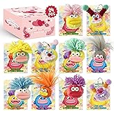 AT-DRESSINGDAY 24 Pack Valentines Day Gifts Plush Toys Monster Keychain for Kids with Valentines Cards for Kids Classroom Exchange School Prize Exchange Party Favors Stuffed Toys