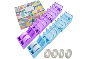 BRYASHA Tape Zoomie Dispenser, Double Roll Holder with Foldable Design, Multi-Roll Ribbon Cutter for Wrapping and Crafts (Blue+Purple)