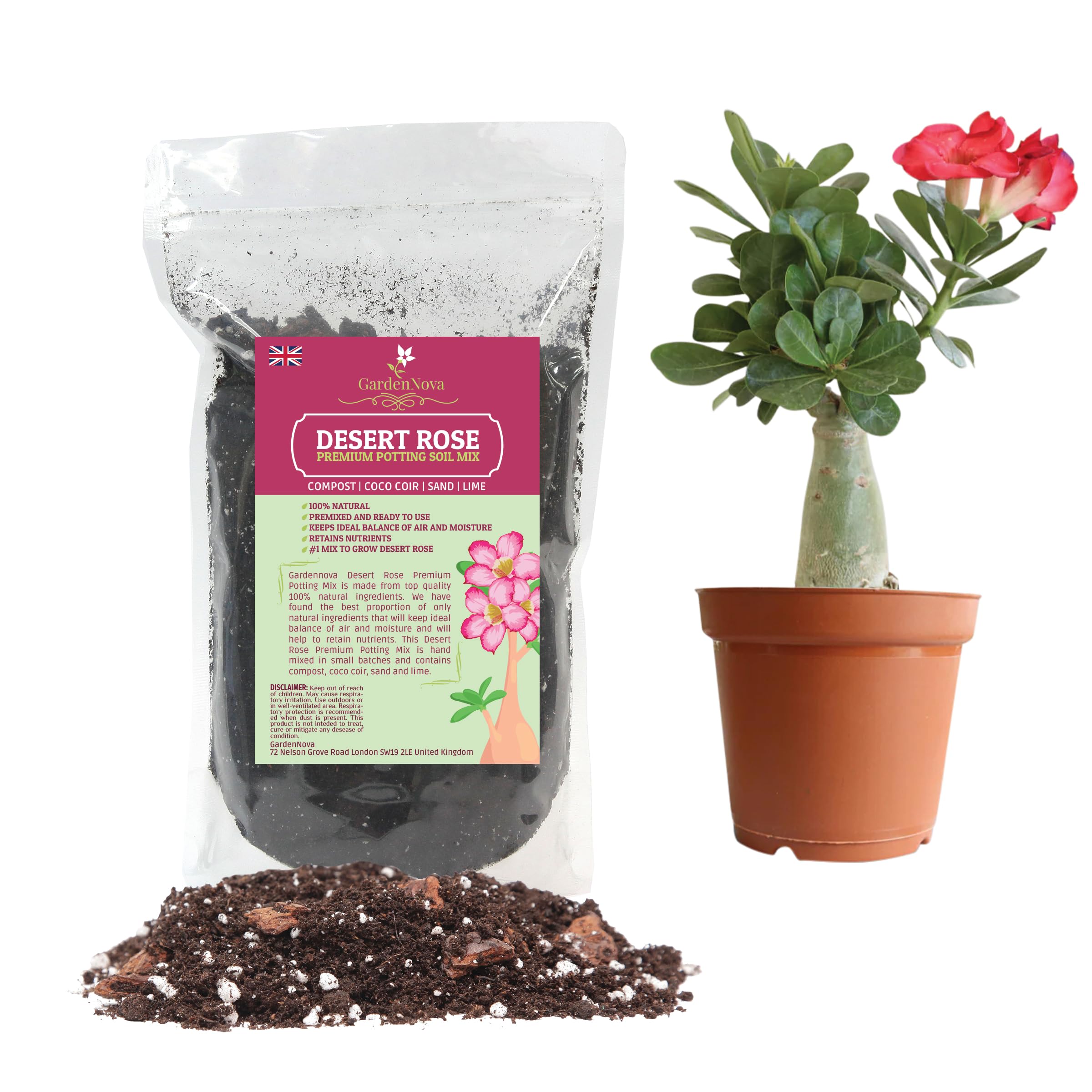 Premium Desert Rose Potting Soil - Optimal Blend for Thriving Adenium Plants - 3 LITER