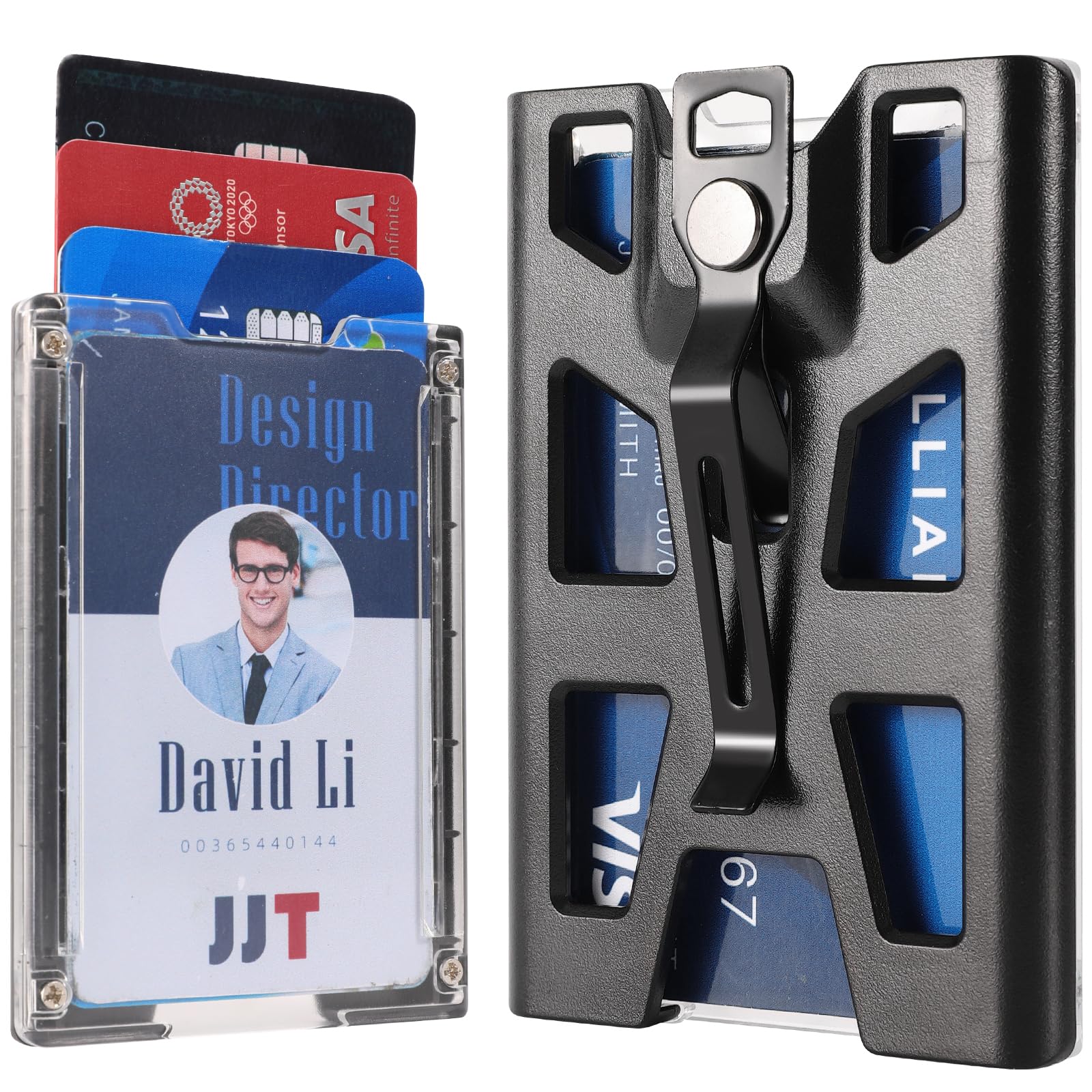 LAHAWAHA Badge Holder, Hard Plastic ID Badge Holder with Lanyard, Metal Clip and 4 Card Slot,1 Pack. — image 1