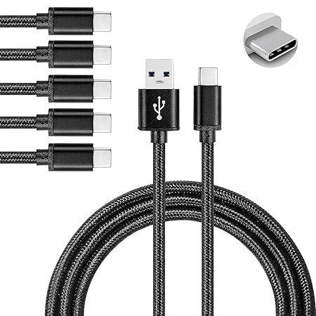 ZTE Nubia Z17 / Z17 Lite / Z17 Mini Starkes Nylon Geflochten USB C Kabel auf USB 2.0 [1M] USB Type C Ladekabel – 5er Pack SCH