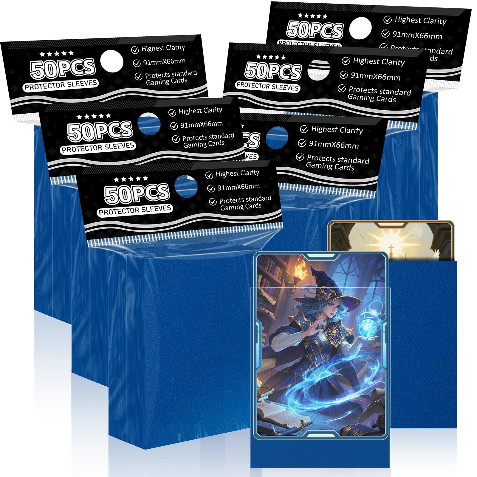 Night Blue Card Sleeves Fit for MTG, 300 Pieces Perfect Fit Standard Card Sleeves for Trading Card Sports Cards Baseball Cards TCG Yugioh Magic,Affordable Sturdy and Nice Shuffling