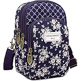 LassZone Small Crossbody Bag for Women Floral Cell Phone Purse Wallet Mini Shoulder Handbag Ladies Canvas Coin Pouch